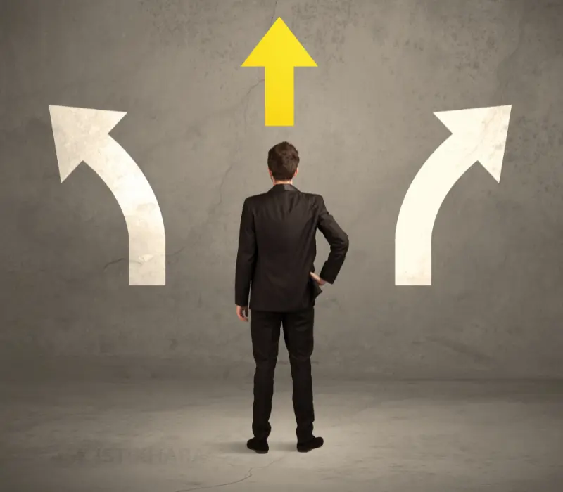 Entrepreneur reviewing a business decision